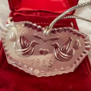 Vtg Waterford Crystal Ornament 1985 2 Turtle Doves Christmas W/ Box 12 Days Xmas